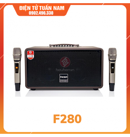 Loa xách tay Forzen F280, Loa karaoke di động nhỏ gọn, công suất 480W, Kèm 2 micro không dây cao cấp